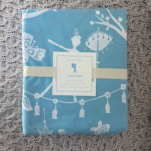 Pottery Barn Kids Blue & White Chinoiserie Dancer Floral Garden Duvet Cover